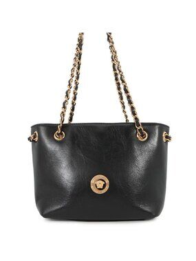 Versace Chain Shoulder Bag Medusa Small Leather Black